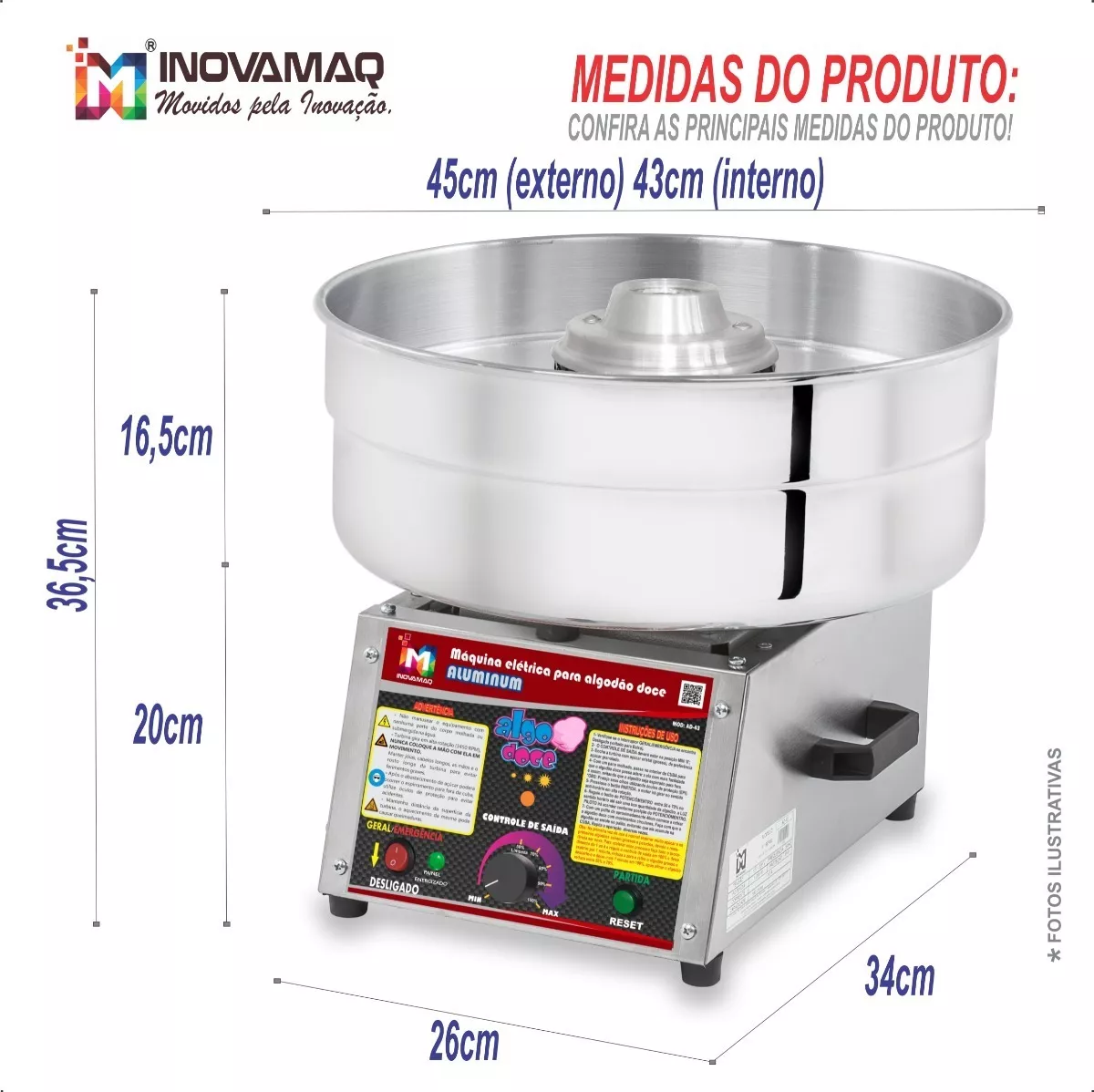 Foto 6 de Maquina Algodão Doce Profissional - Ad-43 Alumino