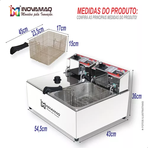 Foto 3 de Fritadeira Elétrica Profissional 2 Cubas Modelo FM-15L - 127v