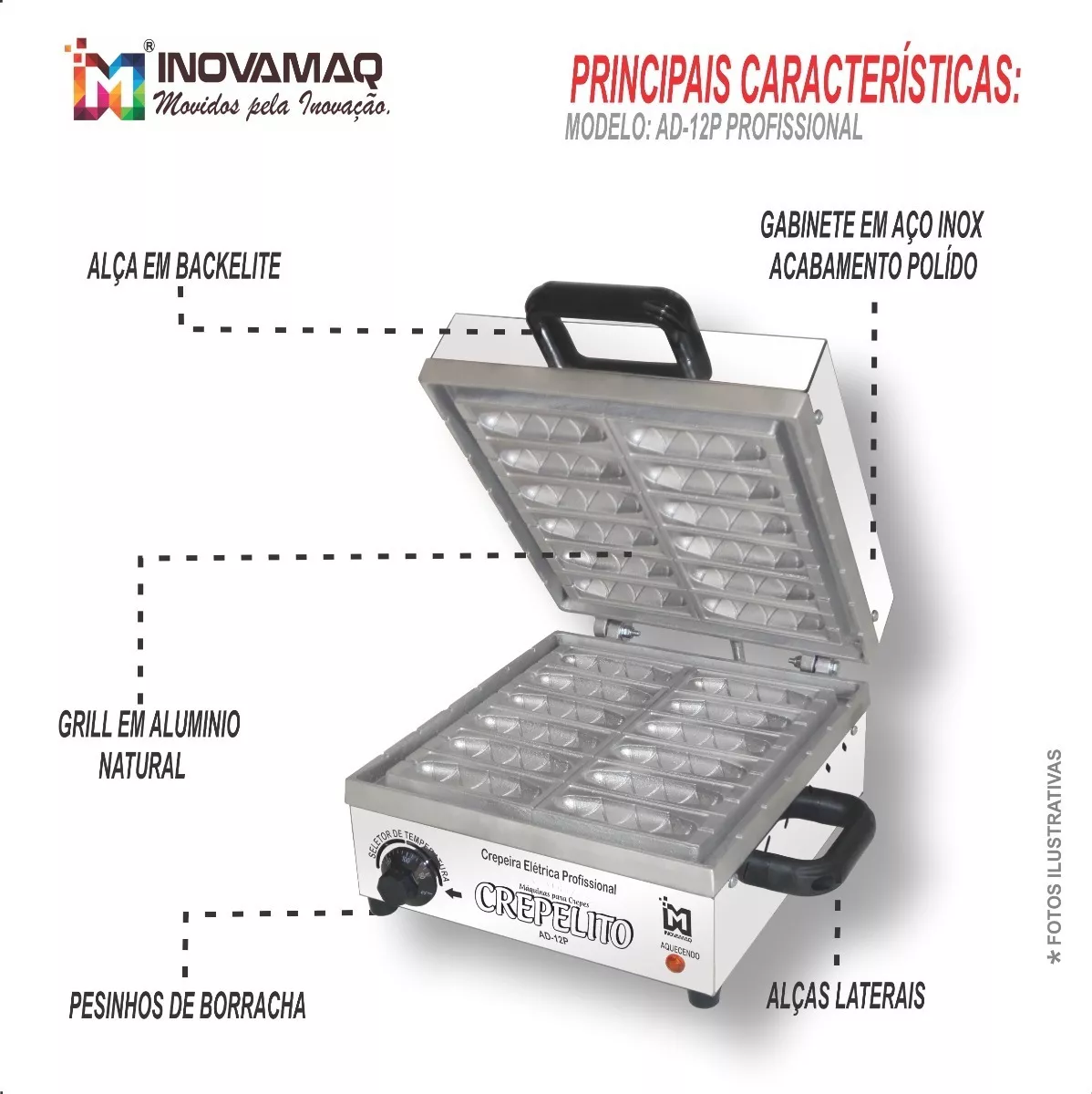 Foto 4 de Máquina De Crepe 12 Cavidades - Modelo AD12P  - 220v