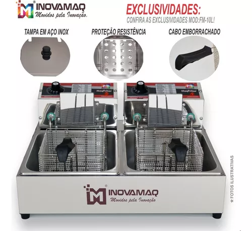 Foto 3 de Fritadeira Elétrica Profissional 2 Cubas Modelo FM-10L - 127v