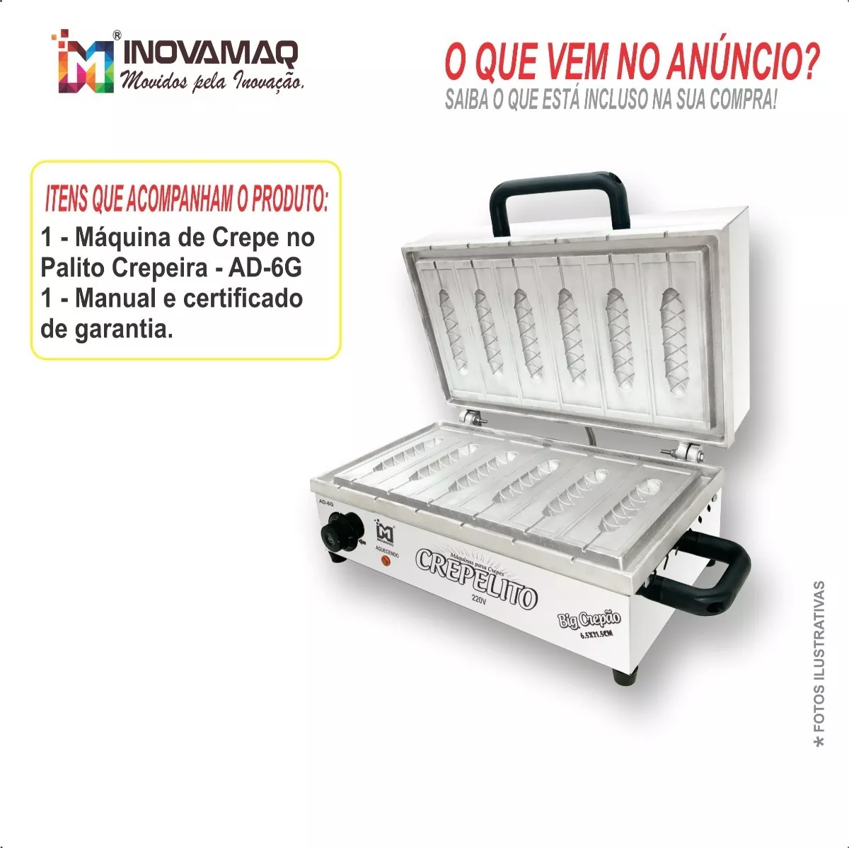 Foto 7 de Máquina de Crepe 6 Cavidades - Modelo AD6G - Big Crepão 220v