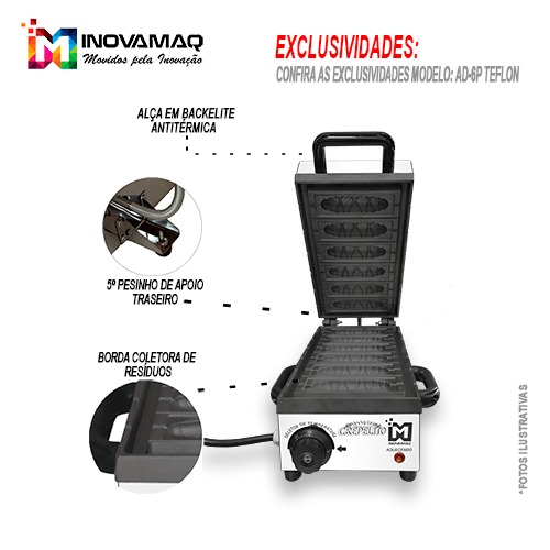 Foto 5 de Máquina De Crepe 6 Cavidades Antiaderente - Modelo AD6P Teflon - 127v