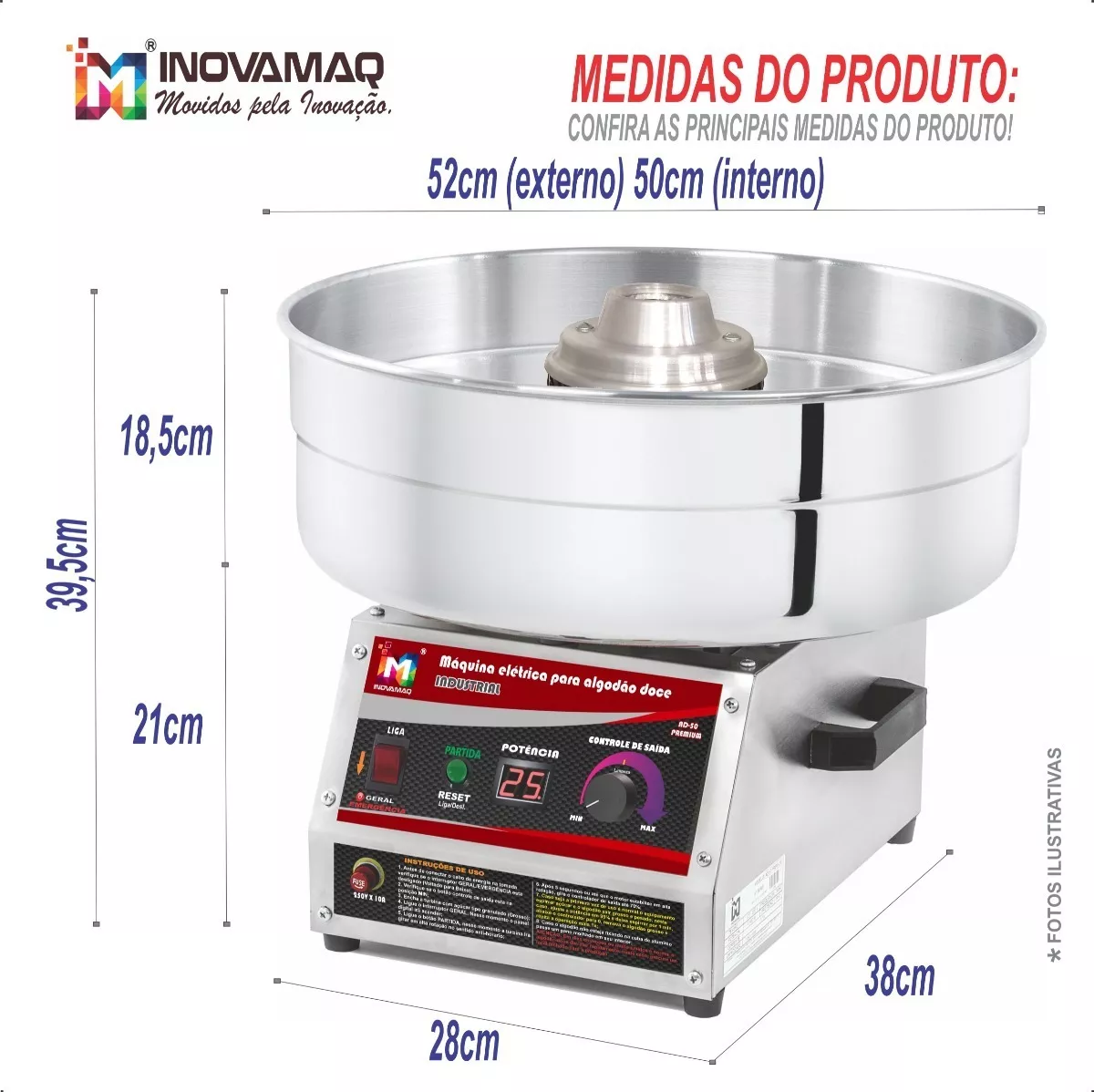Foto 5 de Maquina Algodão Industrial Modelo AD-50 Premium Digital