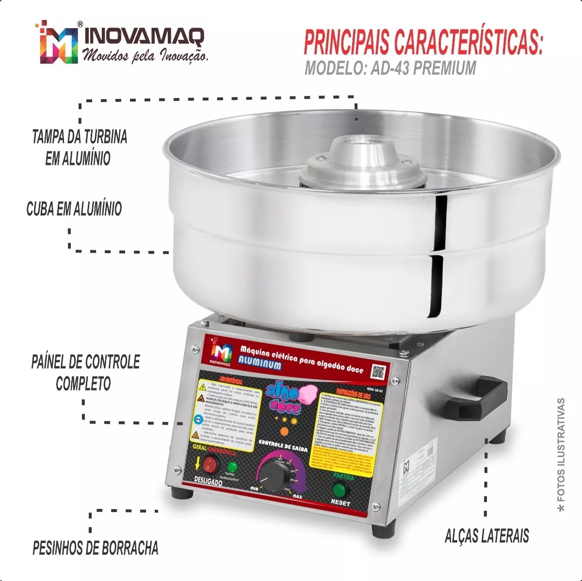 Foto 5 de Maquina Algodão Doce Profissional - Ad-43 Alumino
