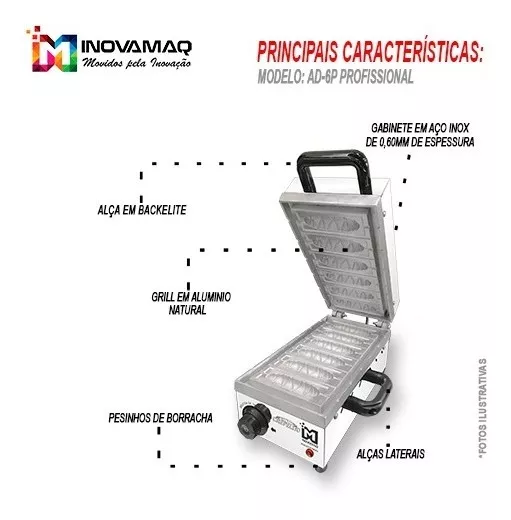 Foto 6 de Máquina de Crepe Suíço AD6P | 6 Cavidades Profissional 127v