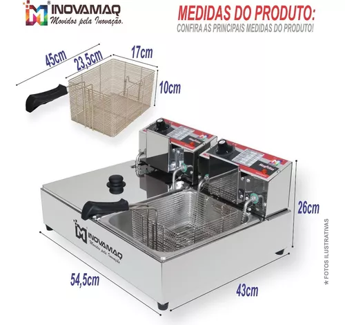 Foto 4 de Fritadeira Elétrica Profissional 2 Cubas Modelo FM-10L - 127v