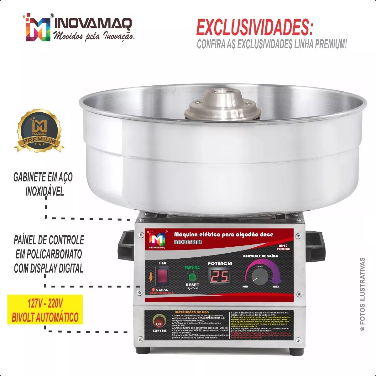 Foto 4 de Maquina Algodão Industrial Modelo AD-50 Premium Digital