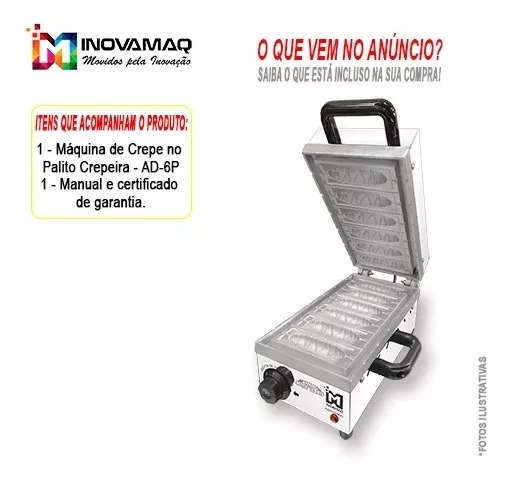 Foto 5 de Máquina de Crepe Suíço AD6P | 6 Cavidades Profissional 127v