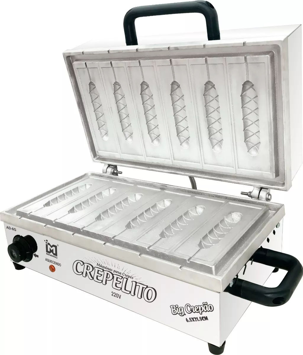 Máquina de Crepe 6 Cavidades - Modelo AD6G - Big Crepão 220v