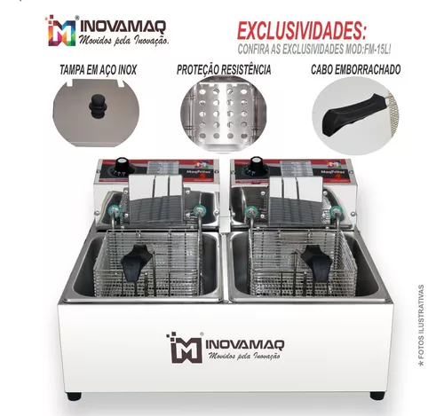 Foto 5 de Fritadeira Elétrica Profissional 2 Cubas Modelo FM-15L - 127v