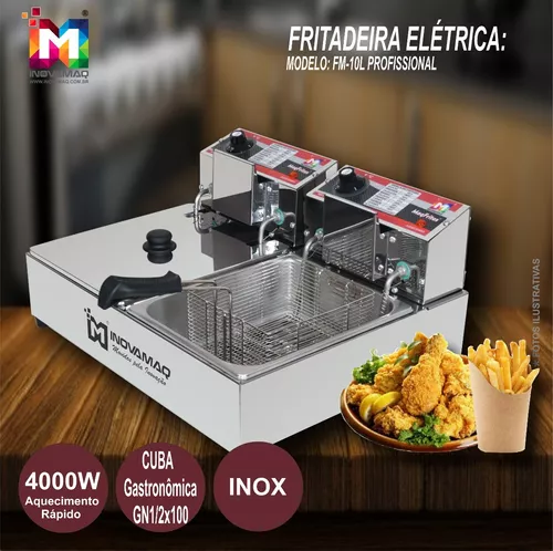 Foto 9 de Fritadeira Elétrica Profissional 2 Cubas Modelo FM-10L - 127v