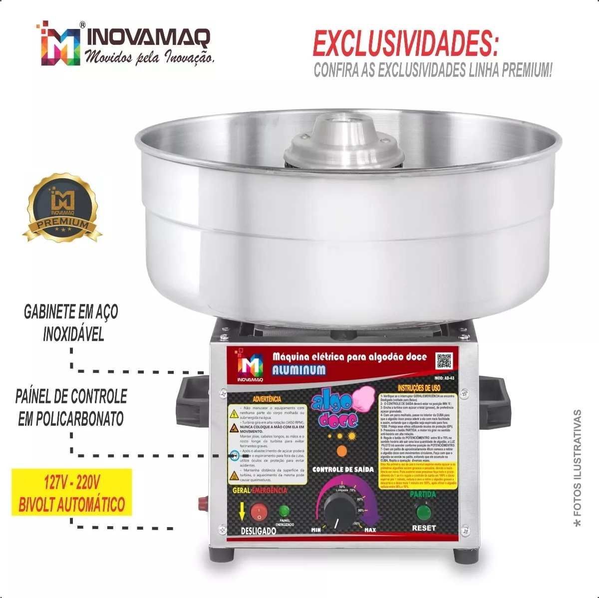 Foto 3 de Maquina Algodão Doce Profissional - Ad-43 Alumino
