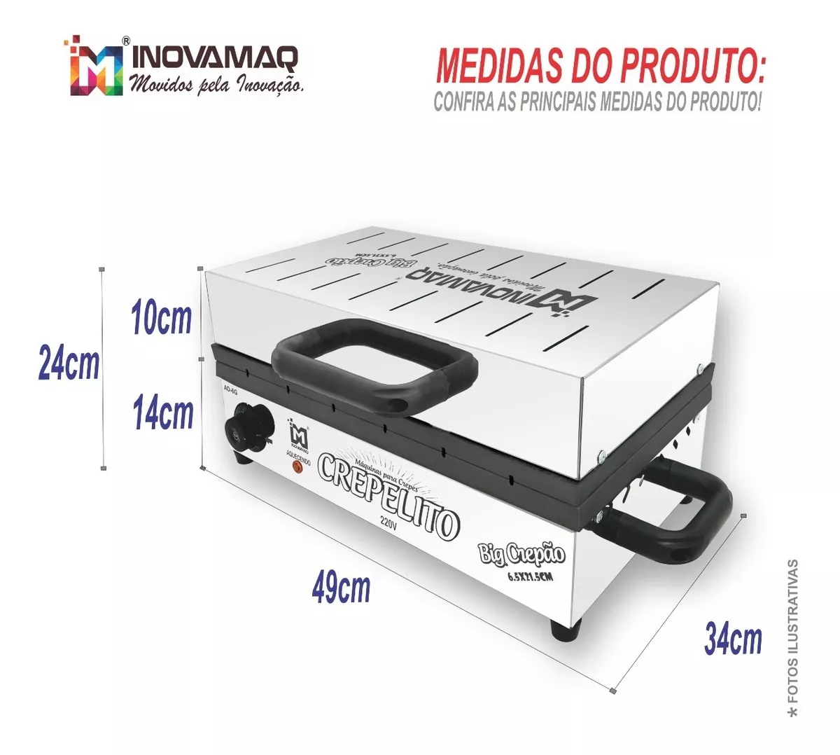 Foto 6 de Máquina de Crepe 6 Cavidades - Modelo AD6G - Big Crepão 220v