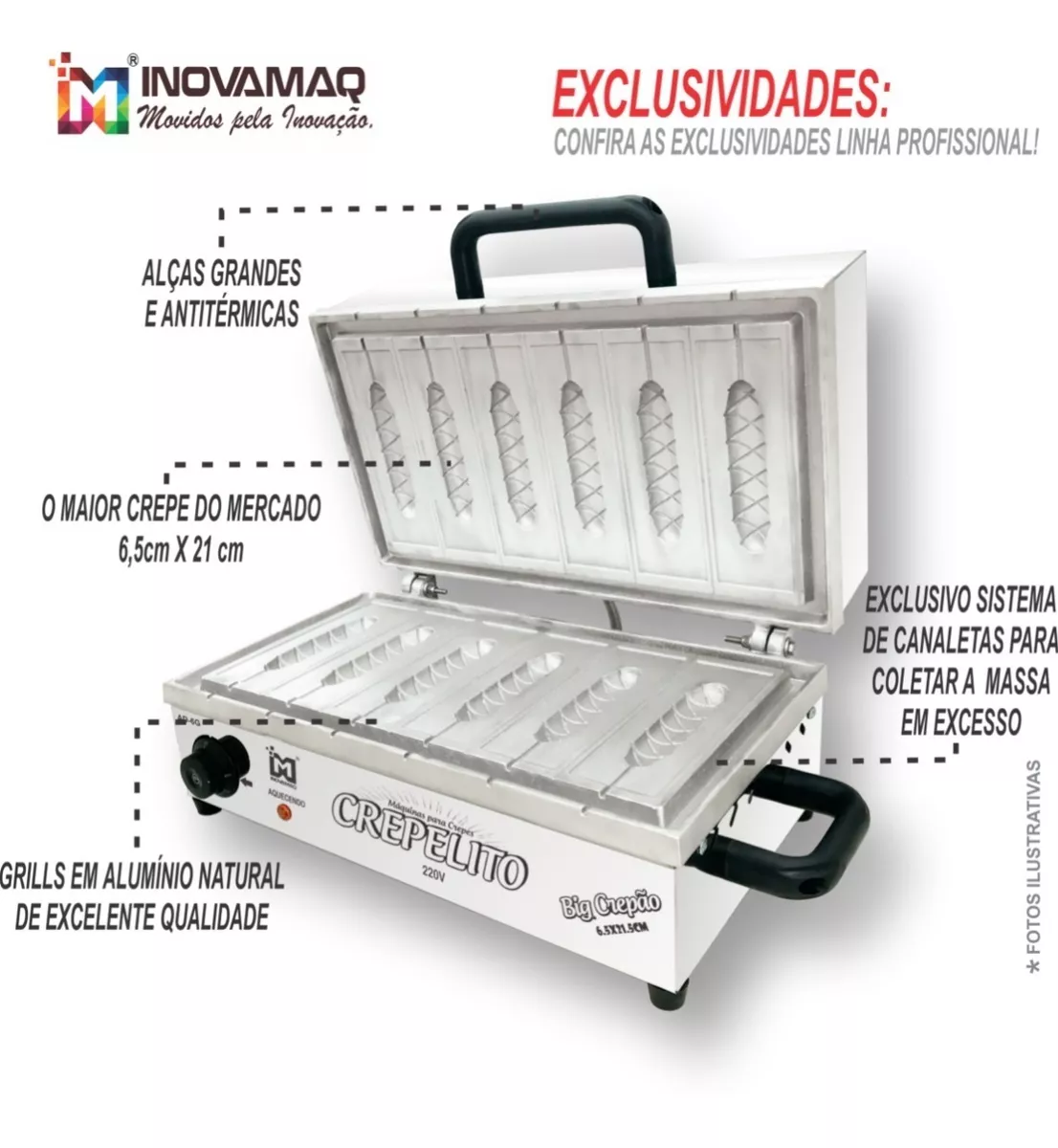 Foto 5 de Máquina de Crepe 6 Cavidades - Modelo AD6G - Big Crepão 220v